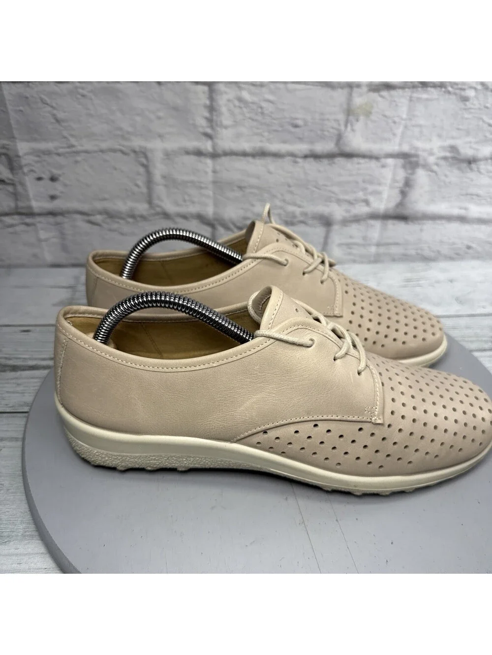 Hotter Ortholite Shoes Cushioned Women’s Beige Leather Lace Up Size 8.5